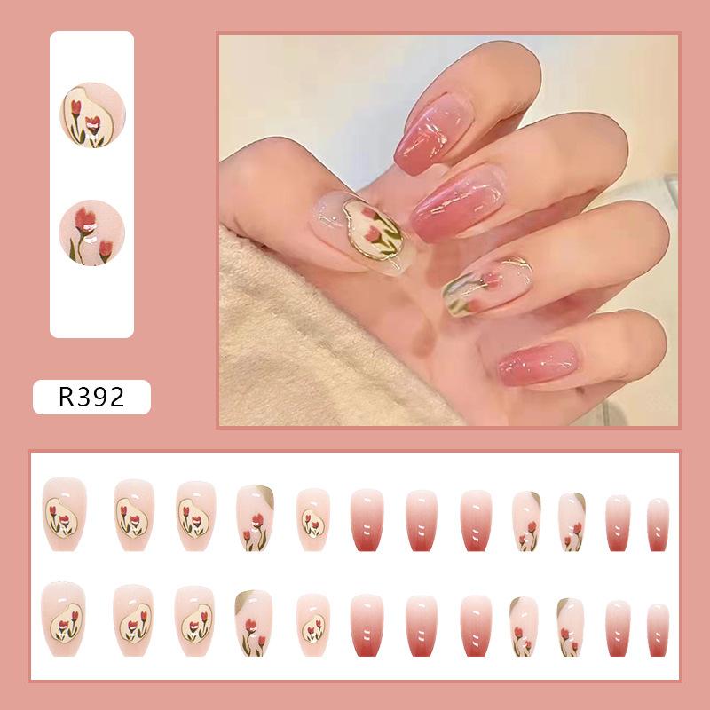 24ks/krabice Rouge Glitter Umělé nehty Odnímatelné Umělé nehty Nositelné Umělé nehty Lis na nehty Tipy na akrylové nehty Zdobení nehtů