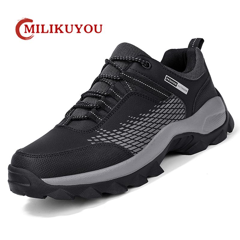 Autumn Leather Men's Sneakers Chunky Men Shoes Heighten Fashion Casual Damping Tennis Shoes Black Waterproof Sneaker Man