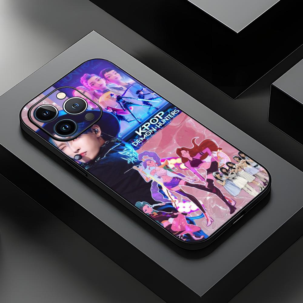 KPop Lovci démonů Jinu Pouzdro na telefon pro iPhone 16 16e 15 14 13 12 11 XS XR Plus Mini Pro Max Měkký černý Nárazuvzdorný kryt