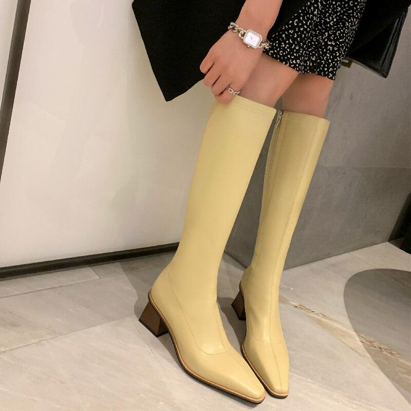 Fashion Zipper Women 'S High Boots Leather Elegant Thigh High Boots Female Fashion Party Shoes Autumn Winter Designer