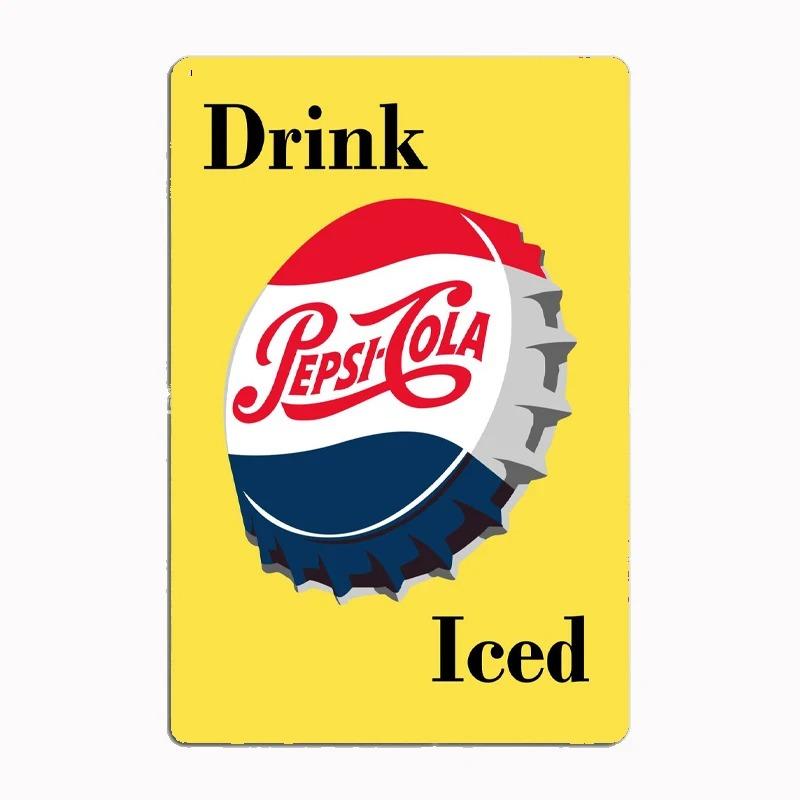 Vintage Kovové Plechové Značky Dekor Klasické Pepsi Umělecké Plakáty Severský Styl Kovová Plechová Plaketa pro Domácí Kuchyni Klub Hospodu Nástěnná Dekorace