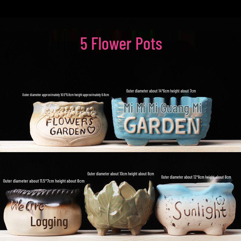 Breathable Ceramic Indoor Succulent Planter Set - Creative Small Flower Pots