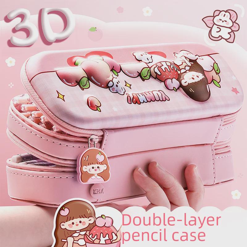 3D Double-Layer EVA Pencil Case - Large Capacity for Boys and Students