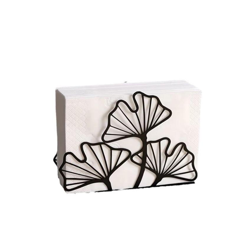 1pc Metal Ginkgo Leaf Napkin Holder Tissue Holder For Restaurant Hotel Cafe Dining Table Vertical Square Towel Paper Holder Base