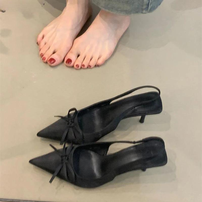 Mode Sommer Damen Sandalen Luxus Spitz High Heel Sandalen Mode Schmetterlingsknoten Slingbacks Pumps Damen Stripper Party Sandalen