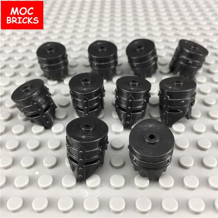 10pcs/lot MOC Bricks Medieval Knights Rome Helmet Accessory figures parts Building Blocks Toys for children gifts