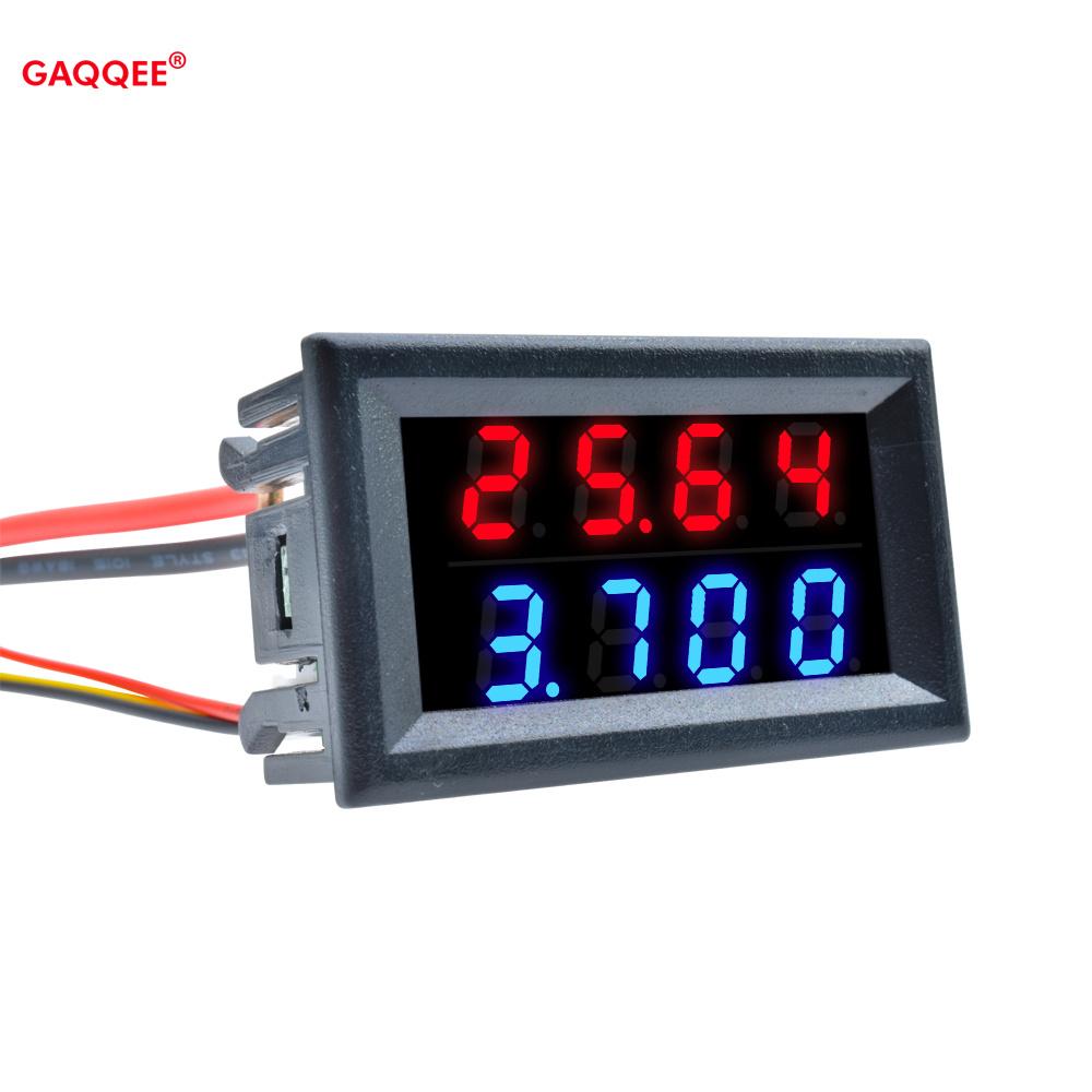 Voltmeter Ammeter DC 200V 10A  Blue Red Dual Digital LED Display Ampere Volt Voltage Current Meter Tester Detector 4 Bit 5 Wires