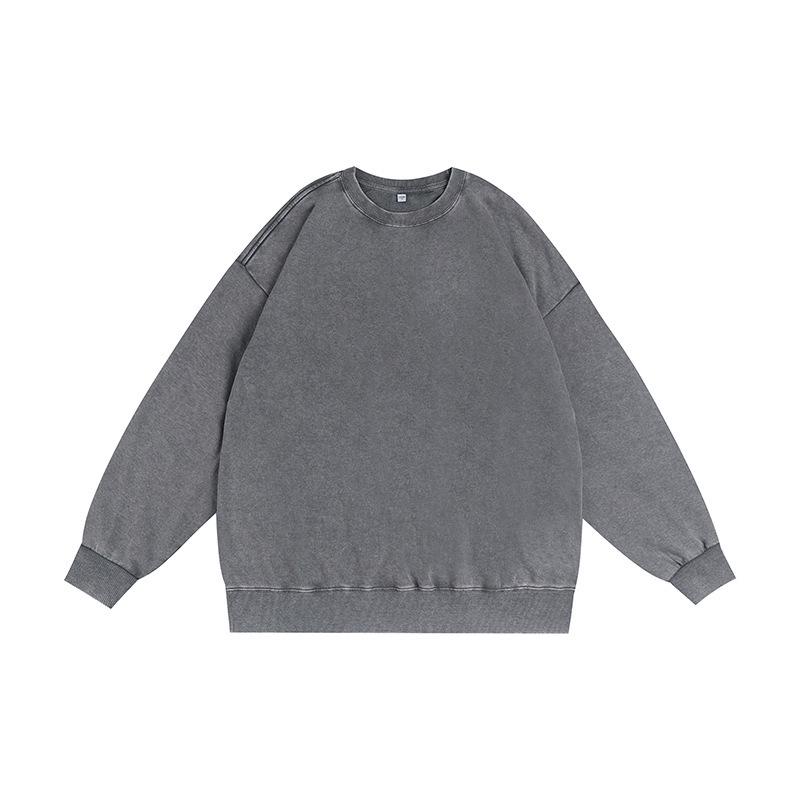 Vintage Batik 80% Cotton Round Neck Plus Size Sweatshirt, Retro Washed with Drop Shoulders - 350g Large Loop Oversize.