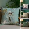 Lovely Bird Pattern Pillow Case Silky Elegant Comfort Sofa Bed Invisible Zipper