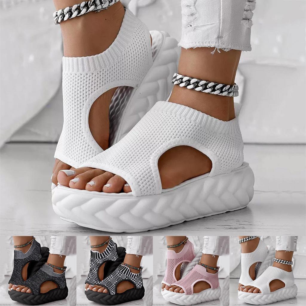 Fashion Casual Sandals for Women Women's Thick Soled Hollow Mesh Breathable Shoes Summer Heightening Wedge Strap Sandals