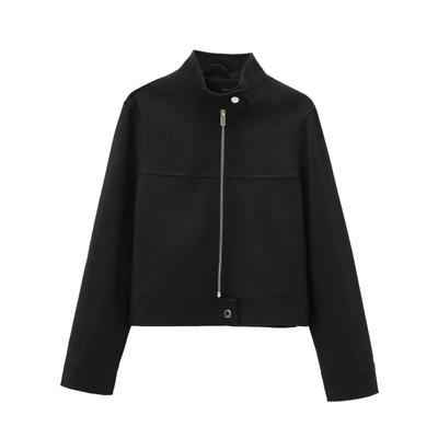 European & American Women's Urban Stand Collar Zipper Bomber Jacket