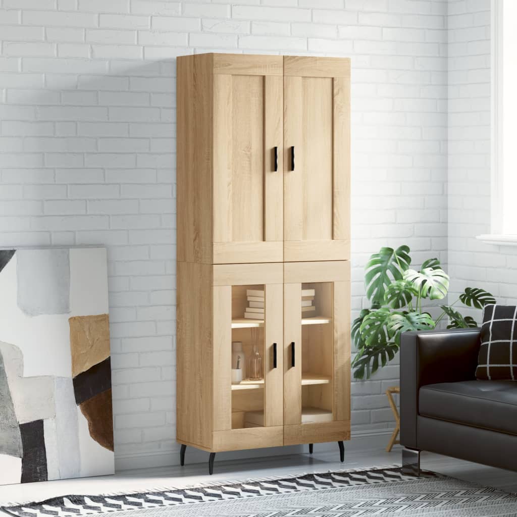 Highboard in Sonoma Oak Finish 69.5 x 34 x 180 cm Engineered Wood