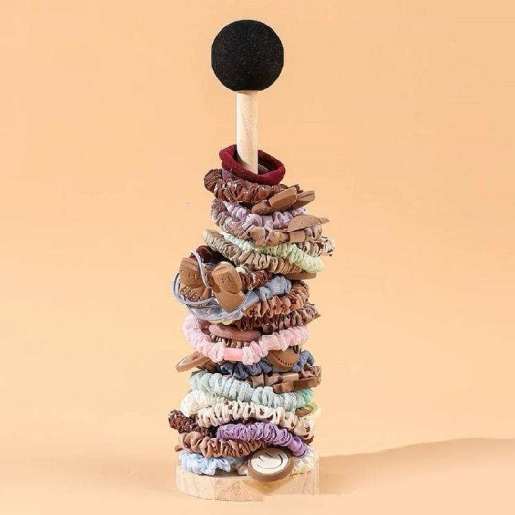 Wood Hair Elastic Organizers Multifunctional Desk Storage Rack Nonslip Base for Hair Accessories and Stationery Supplies