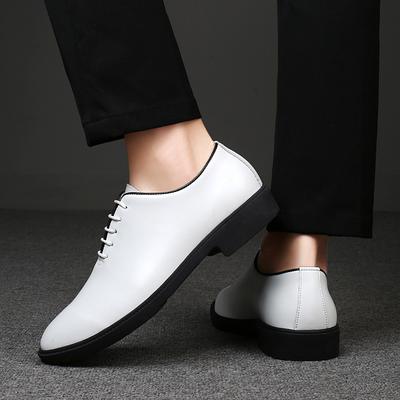 Zapatos de Negocios para Hombre de Cuero Genuino Moda Estilo Caballero Clásico y Minimalista Zapatos para Fiesta Oficina Pareja Exterior Blanco Talla Grande-49