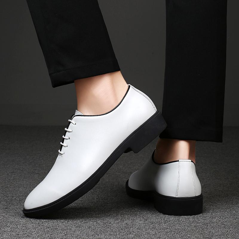 Luxury New Minimalist White Men's Banquet Dress Shoes Groom's Wedding Shoes Office Men's Business Leather Casual Shoes Big Size