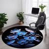 1pc Glowing Blue Flowers Chair Carpet for Office, Round Non-Slip Durable Large Size Office Carpet, Suitable for Office, Beautiful Decoration