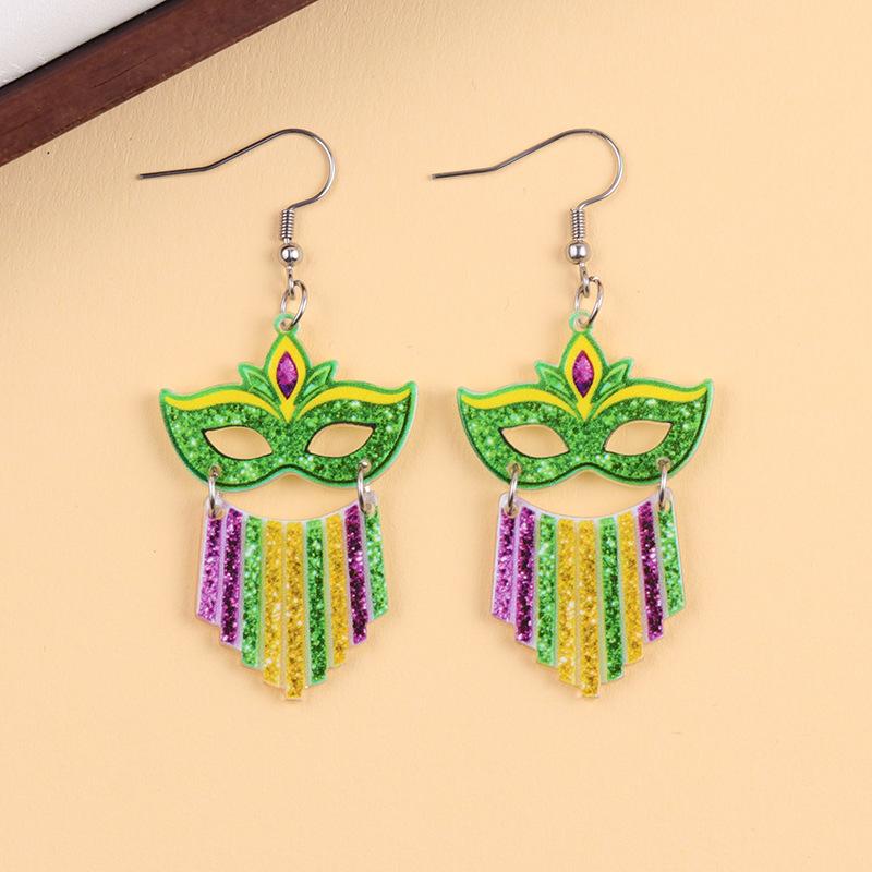 Boucles d'oreilles Masque Boucles d'oreilles Confortables en Acrylique Boucles d'oreilles Couronne Intriquées Pour Fête de Carnaval Célébration de Festival Femme