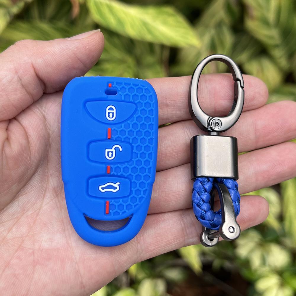 Silicone Car Key Case for Hyundai Kia Elantra Sonata Accent Tucson Sonata Santa FE Carens 2007-2011 Rubber Remote Cover Keychain