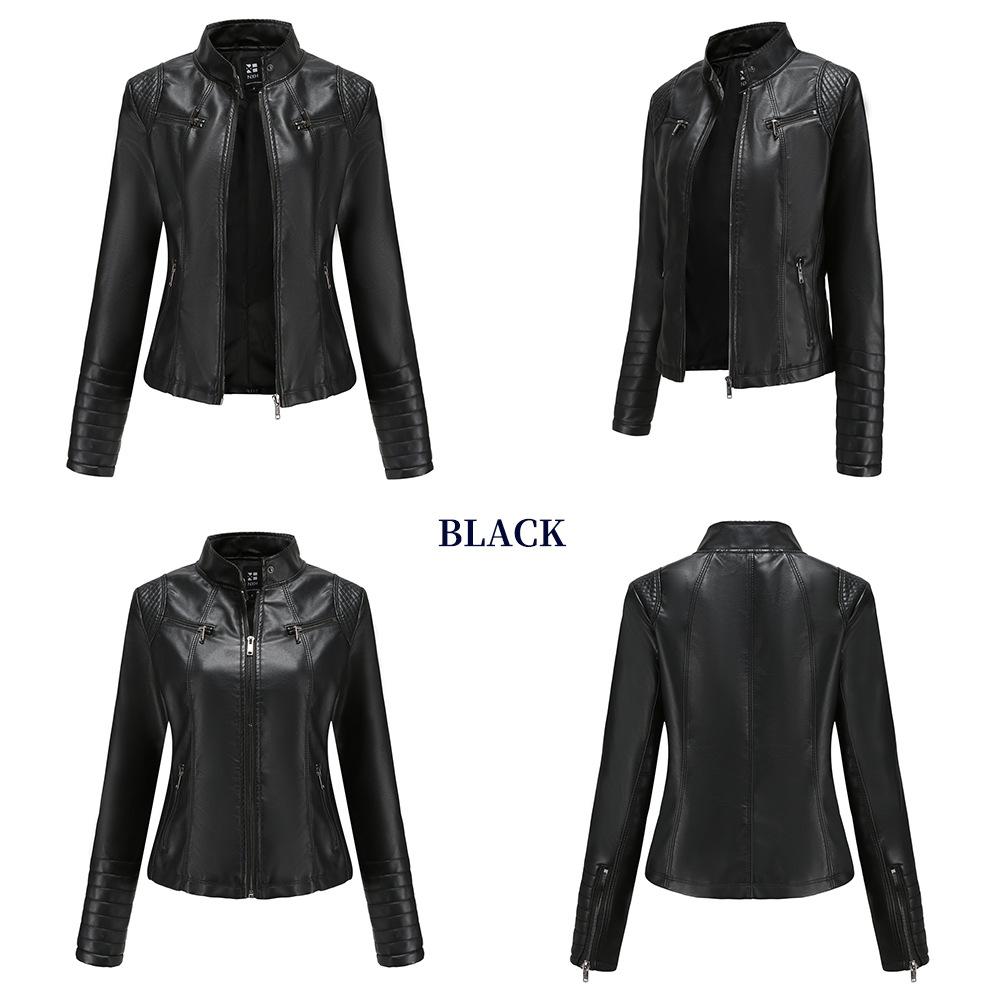 YYFS Women's Fashion Casual Spring Autumn Solid Color Print Long Sleeve Stand-collar Blouses & Shirts Top Jacket
