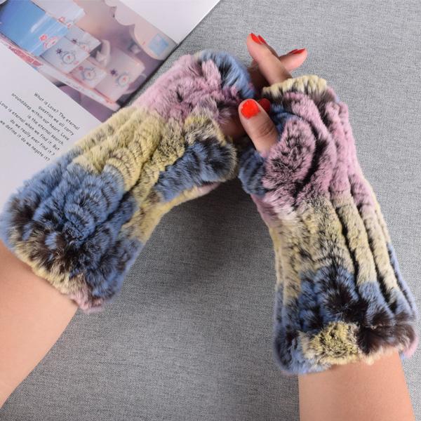 

Модні жіночі рукавички зі справжнього кролячого хутра, 1 пара, в’язані на зап’ястя, в’язані в’язані рукавички для дівчат без пальців, хороші еластичні зимові теплі рукавички One Size жовтий/синій