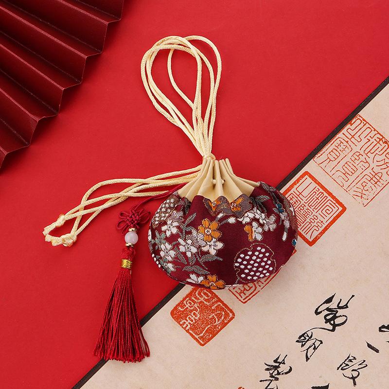Chinese Style Purse Pouch Drawstring Women Tassel Storage Bag Multi-Color Embroidery Cloth Jewelry Pouch For Wedding Guests