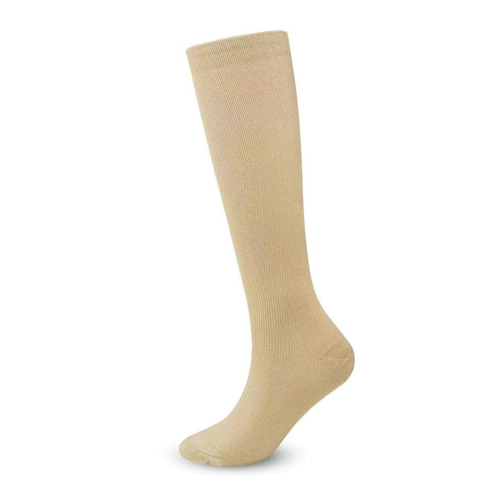 Elastic Compression Running Socks - Solid Color, Shock Absorption, Mid-Length for Sports, Basketball, Marathon