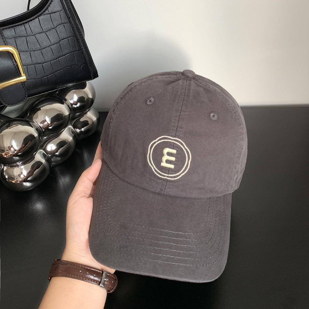 Embroidered Letter M Panel Baseball Hat Breathable Cotton Street Looks Style