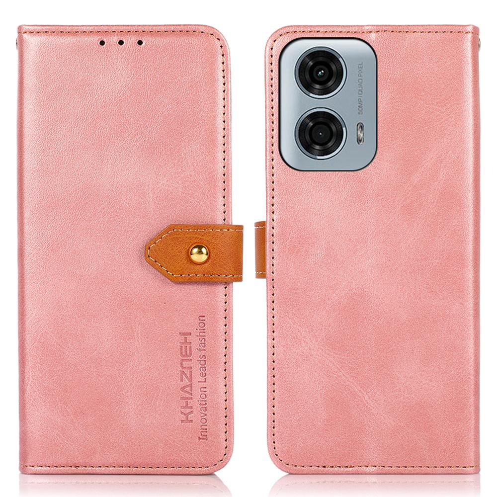 

KHAZNEH For Motorola Moto G24 Power Magnetic Flip PU Leather Case Protective Phone Cover Rose Gold