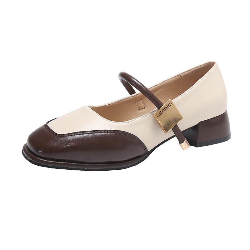 

Ретро туфли-лодочки на толстом каблуке в сказочном стиле женские 2025 весна и осень новые с открытым вырезом нежные с ремешком Мэри Джейн 35