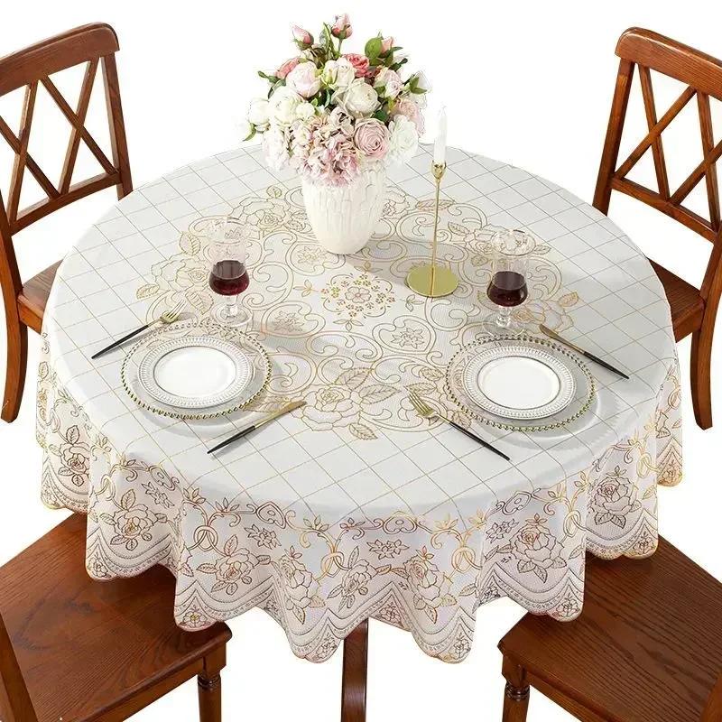 Pvc Round Table Waterproof Oil Proof Table Cloth Hot Stamping Coffee Tea Table Mat Hotel Anti Fouling Tables Towel Covers