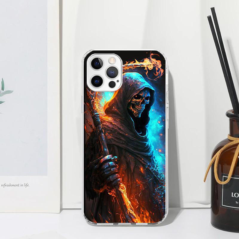 

Reaper Skull Skeleton Gun Phone Case For Iphone 17 Air 16 15 Plus 16E 14 Pro Max 13 Mini 12 11 7 8 SE Fundas Soft Back Cover 17 iPhone 16 Pro