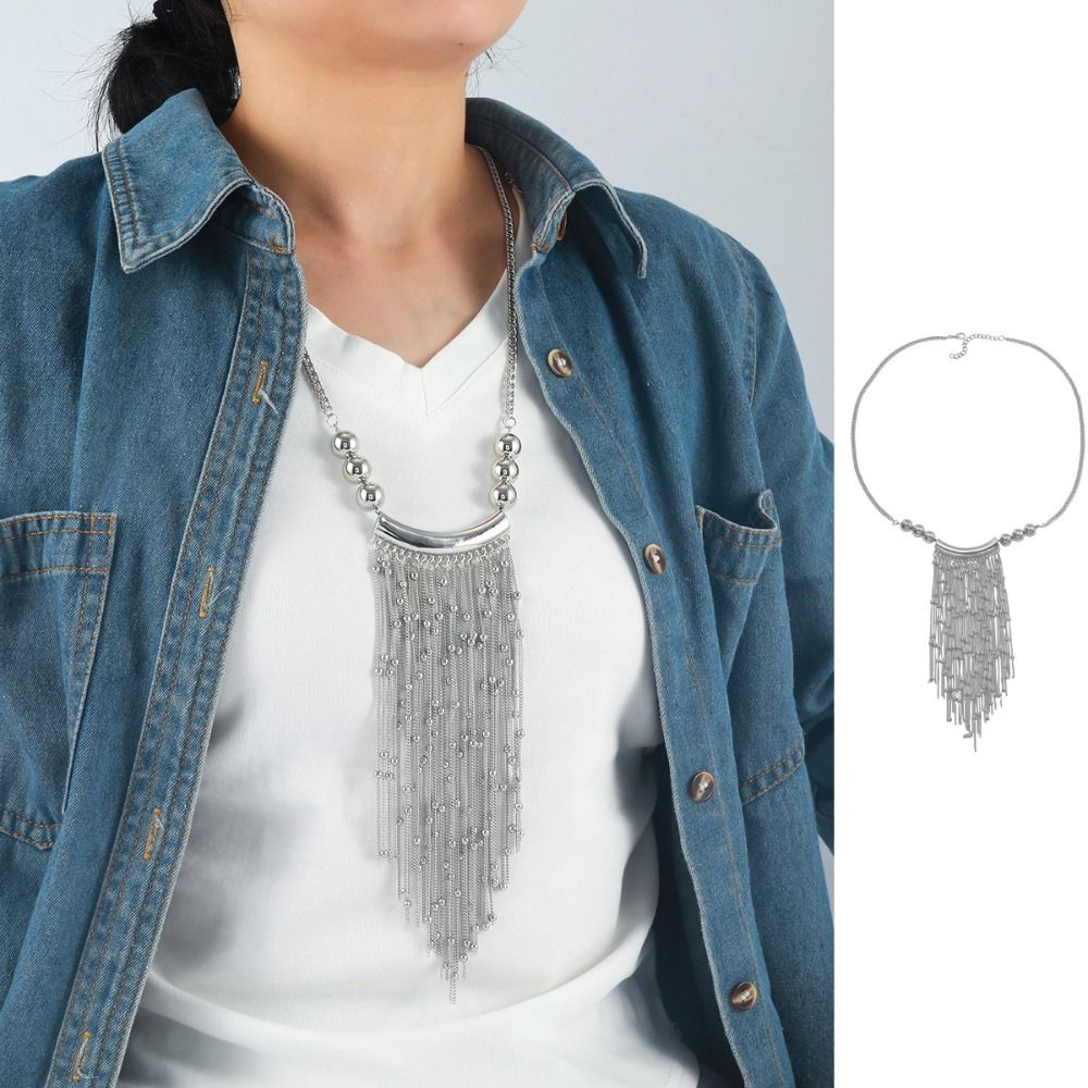 Tassel Bead Tassel Long Necklace Multi-layer Bohemian Style Necklace Long Sweater Chain  Gift
