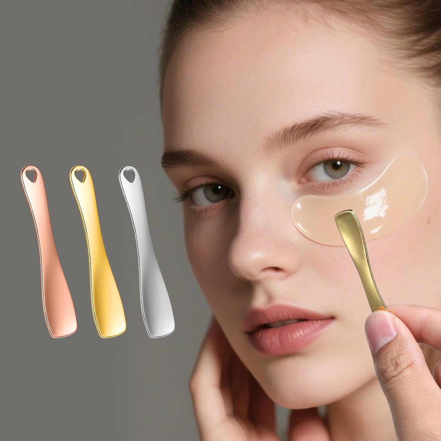 3 Pcs Metal Skincare Spatula Spoon, Mini Beauty Skin Care Makeup Spatula Scoop, Reusable Lotion Cream Skincare Spatulas for Cosmetics, Face Cream,