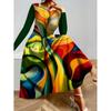 Womens Purple Floral Print Long Sleeve Maxi Dress - Elegant Party In Milk Silk Fabric