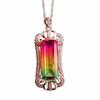 Watermeloen Toermalijn Hanger Elegante Design Ketting Geslepen Meerkleurig