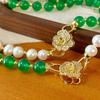 Vintage High-Quality Natural Freshwater Pearl Emperor Green Chalcedony Sweater Chain, A Variety Of Wearing Necklaces