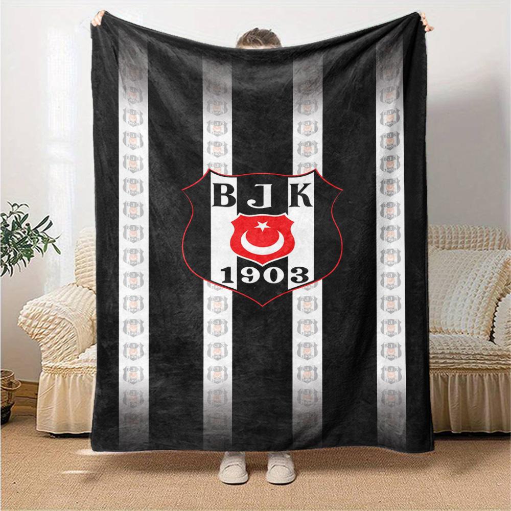 Coperta in Flanella con Stampa Beşiktaş Alta Qualità Calda Confortevole Coperta per Tutte le Stagioni Perfetta per Regali Decorazione per la Casa