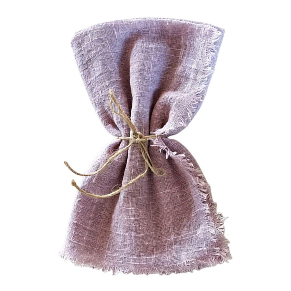 6pcs Burrs Design 42x42cm Tassel Napkins Sage Green Reusable Cotton Napkins Retro Style Gauze Napkins Christmas Decor