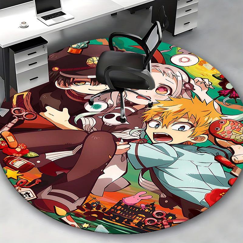 1pc Anime Cartoon Design Round Carpet  Office Chair Mat, NonSlip Rug for Home Decor, Living Room