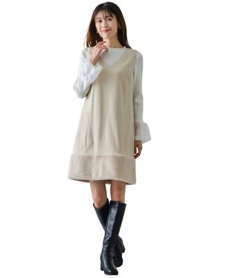 [Mishmash] Fustă-salopetă căptușită cu blană/MM447419