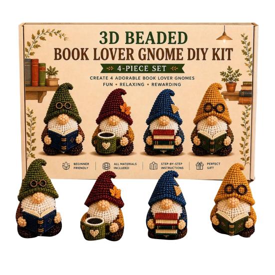 Tiny 3D Beaded Animal DIY Kit Petite 3D Beaded Gnome Craft Kit Creative 4-Pack