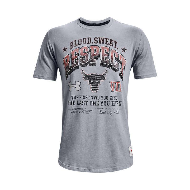 

Under Armour Project Rock Print Training свободная футболка с коротким рукавом для мужчин, серая 1367121-035 S