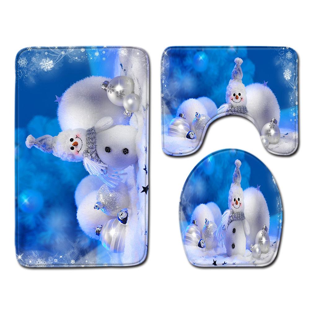 Christmas Bathroom Floor Mat Toilet Three-Piece Set
