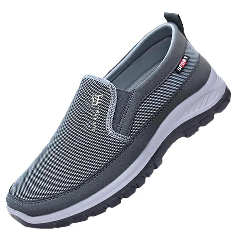 Men's Canvas Shoes Breathable Soft Bottom Non -Slip Casual Shoes Durable Comfortable Slip-On Walking Male Vulcanized Shoes Tenis