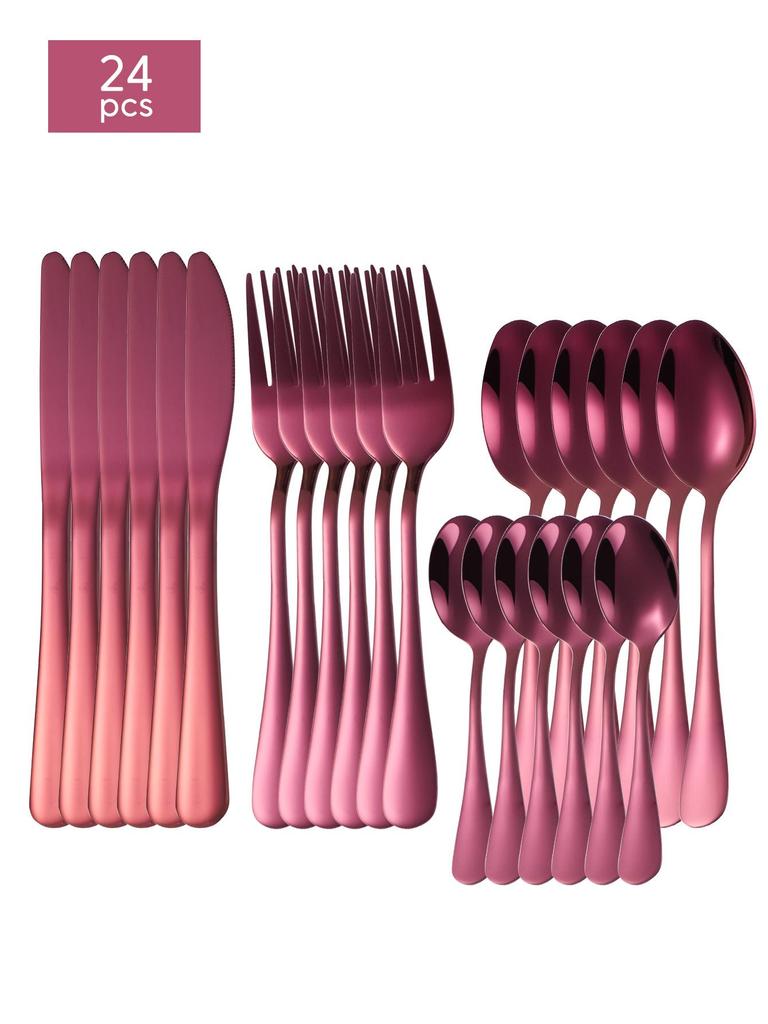 1010 Stainless Steel Western Cutlery Set: Thickened Knife, Fork, Spoon for Hotel & Home, Available In 4 or 24 Pieces