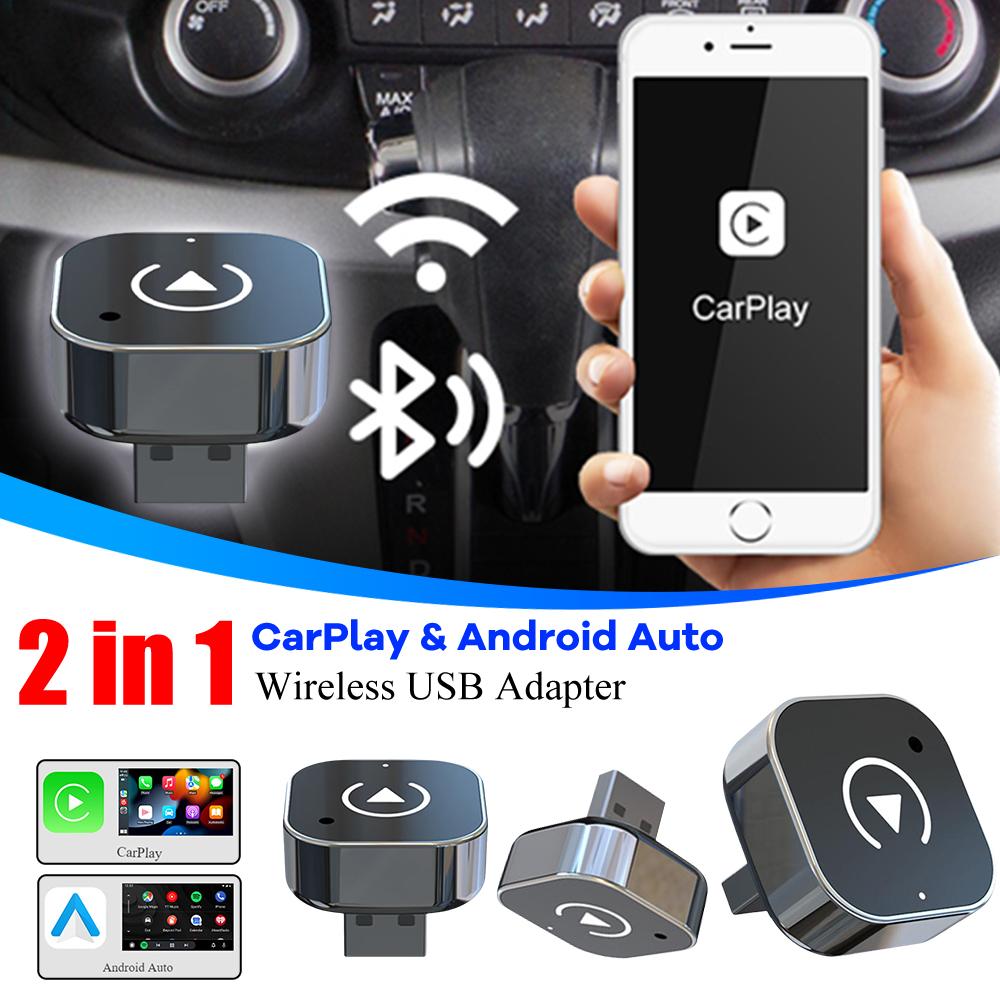 2 in 1 Wireless Adapter For iPhone Android CarPlay Android Auto USB Dongle Smart Mini Box Plug& Play Wired To Wireless Converter