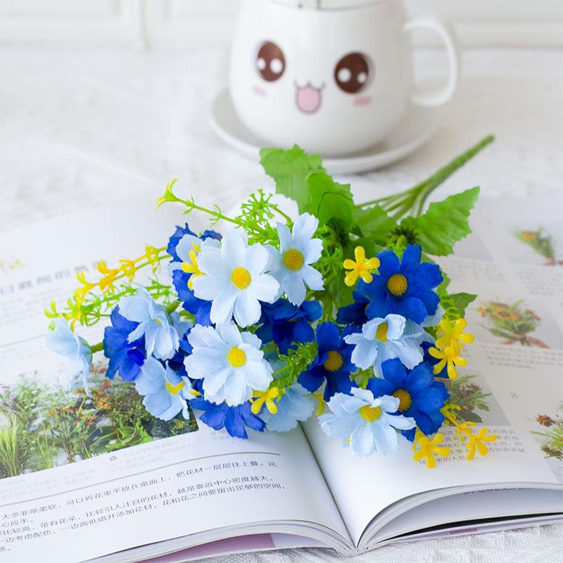 28 Heads Red Artificial Daisy Flower UV-resistant False Silk Flower Bouquet  for Home Room Wedding Garden Decoration Fake Flower