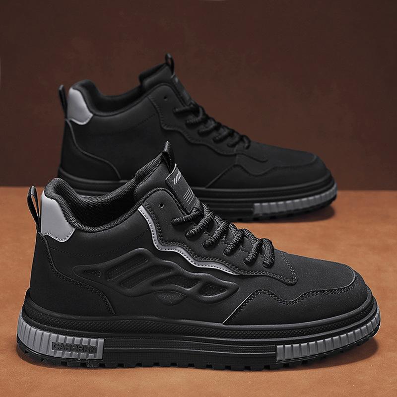 

Осенне-зимние мужские кожаные спортивные кроссовки с плетением, ретро-толстая подошва, увеличивающая рост, шнуровка, повседневная обувь среднего размера, модная мужская обувь 44