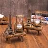 1 Pcs Iron Tower Hourglass Ornaments Simple Modern Home Study Wooden Pendulum Clock Hourglass Ornaments Creative Retro