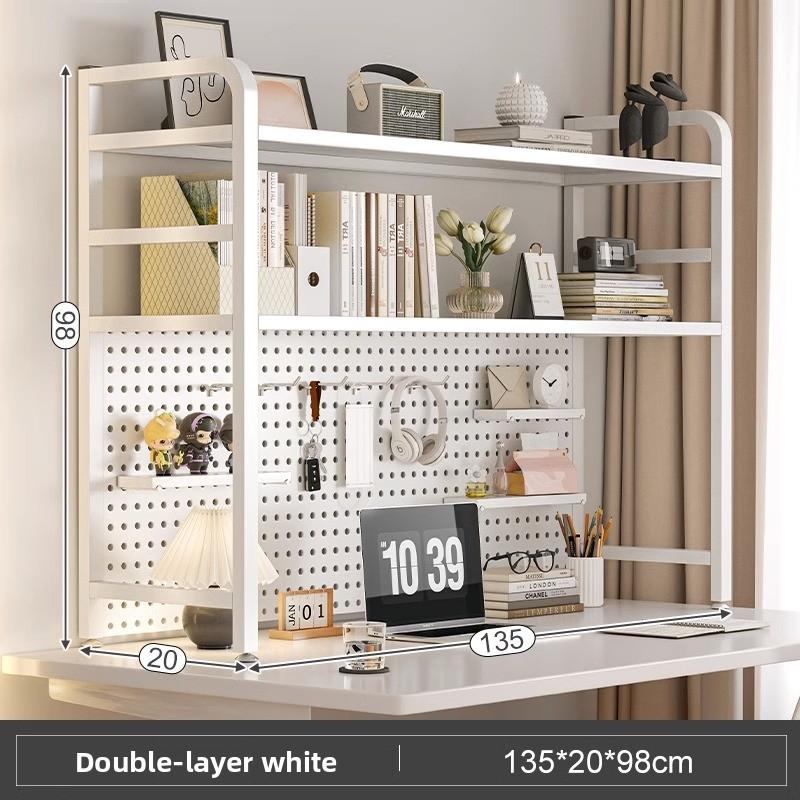 Multi-Layer Desktop Hole Board Storage Rack Stand up Computer Desk Organizer Student Dormitory Bookcase Horizontal Shelf Holder